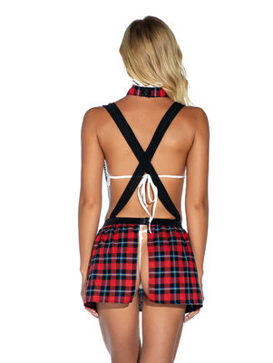 Sexy Cosplay Lingerie For Women Mini Shirt With Plaid Tie School Uniform Schoolgirl