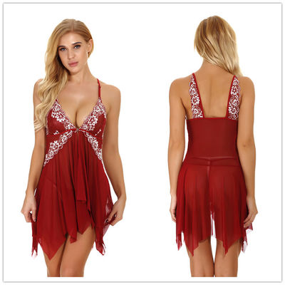 Pink See Through Lace Chemise Night Robe Front Closure Babydoll V Neckline Nightie Slip Dress