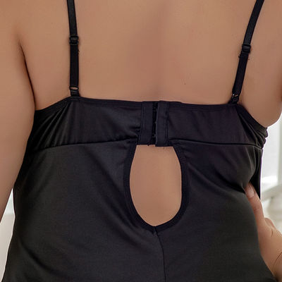 Plus Size See Through Nightgown Lace Chemise Strap Loose Sexy Black Ladies With Thong