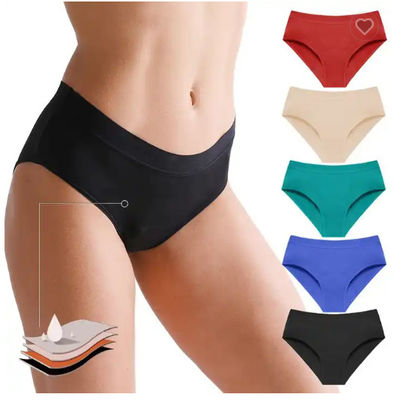 Mid Waist Bamboo Menstrual Underwear Washable 4 Layer Reusable Sanitary Panties