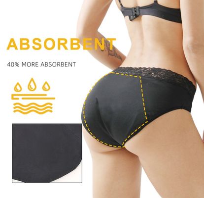 3xl 4x 5x Lace Period Panties Plus Size Sexy Mid Waist Absorbency 4 Layer Reusable
