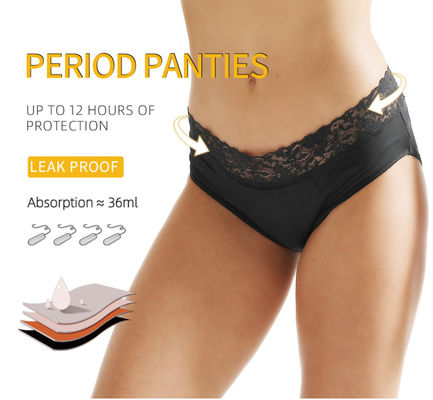 3xl 4x 5x Lace Period Panties Plus Size Sexy Mid Waist Absorbency 4 Layer Reusable