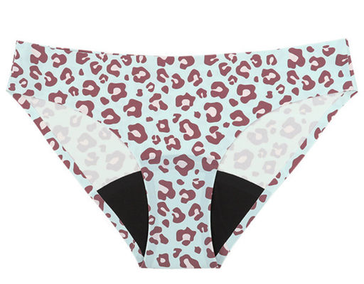 Seamless Period Panties Postpartum Undies Leopard Low Waist Ice Silk Waterproof Strips