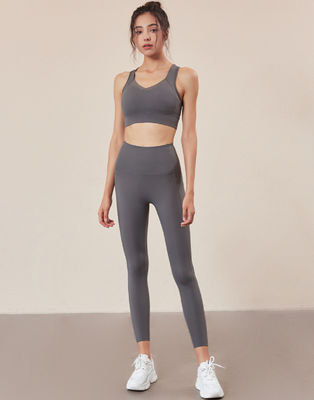 Sexy Fitness Sportswear Yoga Pants And Sports Bra Set Black Mesh  With Pockets