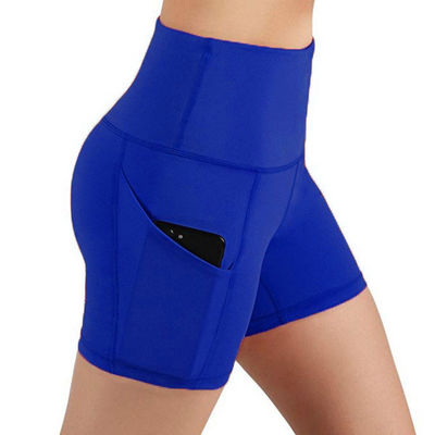 High Waisted Black Sports Shorts For Women Tummy Control Gym Tight Leggings Side Pocket