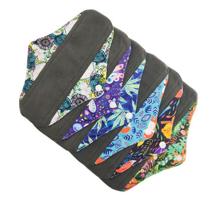 Bamboo Charcoal Reusable Menstrual Cloth Pads Sanitary Washable Cloth Absorbency