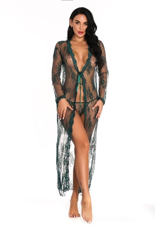 Babydoll See Through Lingerie Gown Long Night  Open Sheer See Thru Sheer Dress