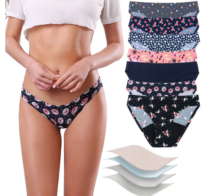 Ladies Teen Period Panties Reusable Teenager Underpants Super Stretchy Seamless Bikini 4 Layers