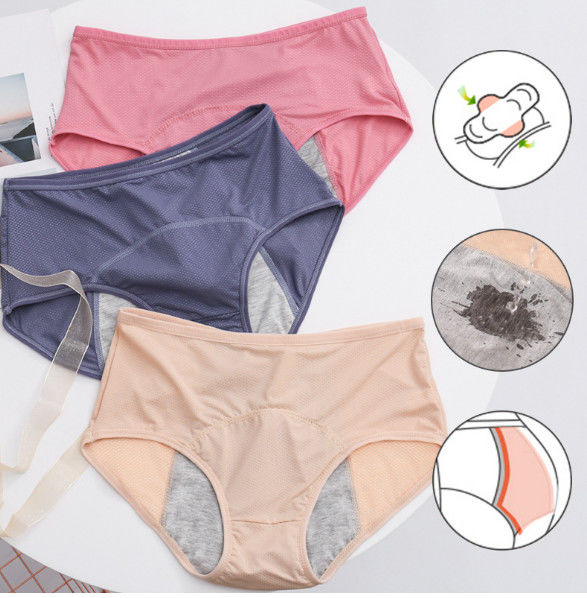 3 Layer Washable Reusable Leak Proof Underwear Elastic Moisture Absorption